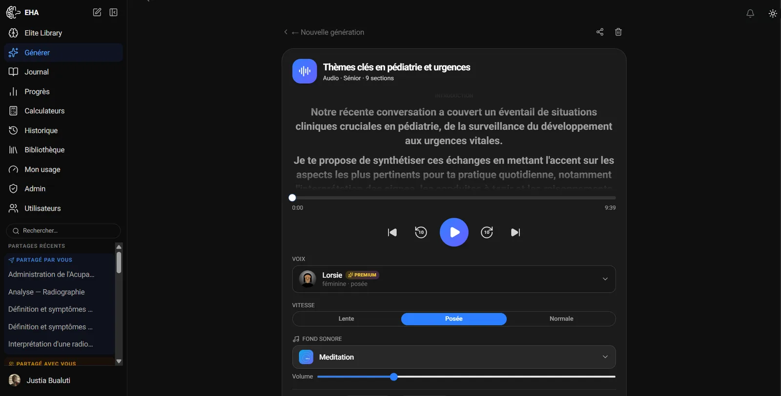 EHA — Génération audio