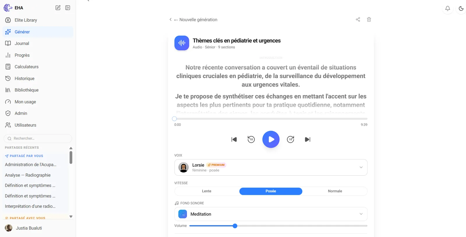 EHA — Génération audio